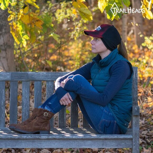 〽️Women’s Red Plaid W/Logo Winter Ponytail Trucker Hat with DropDown Ear Warmers